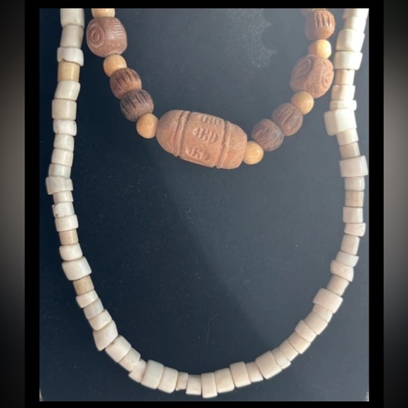 African Tribal Necklaces ~wood~clay~White Goomba Trade Beads - Picture 2 of 7